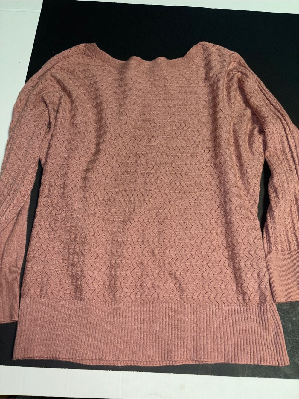 Women's Mauve Crewneck Knit Sweater - Lightweight Textured Pullover - Picture 5 of 5